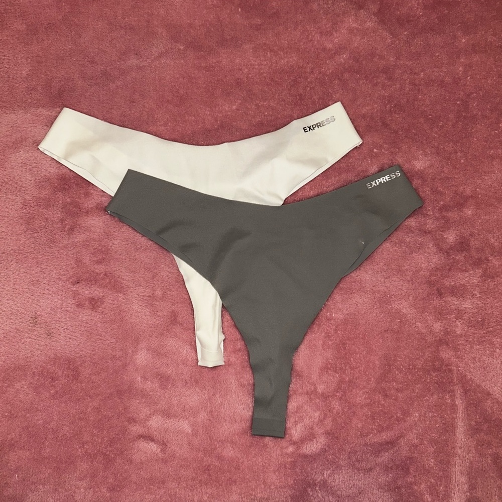 Express Seamless Thong Set - White & Gray